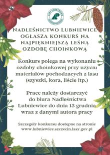 KONKURS PLASTYCZNY „LEŚNA OZDOBA CHOINKOWA”